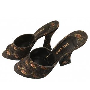 Prada 2015 brocade print mules / heels